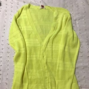 Neon yellow cardigan by l.e.i.